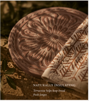 Bread Warmer & Basket Gift Set with Tea Towel - Vintage Flower