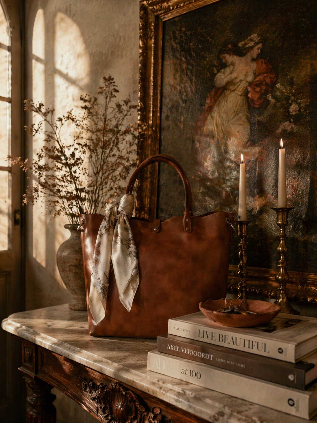 Paseo Leather Tote — Caramel