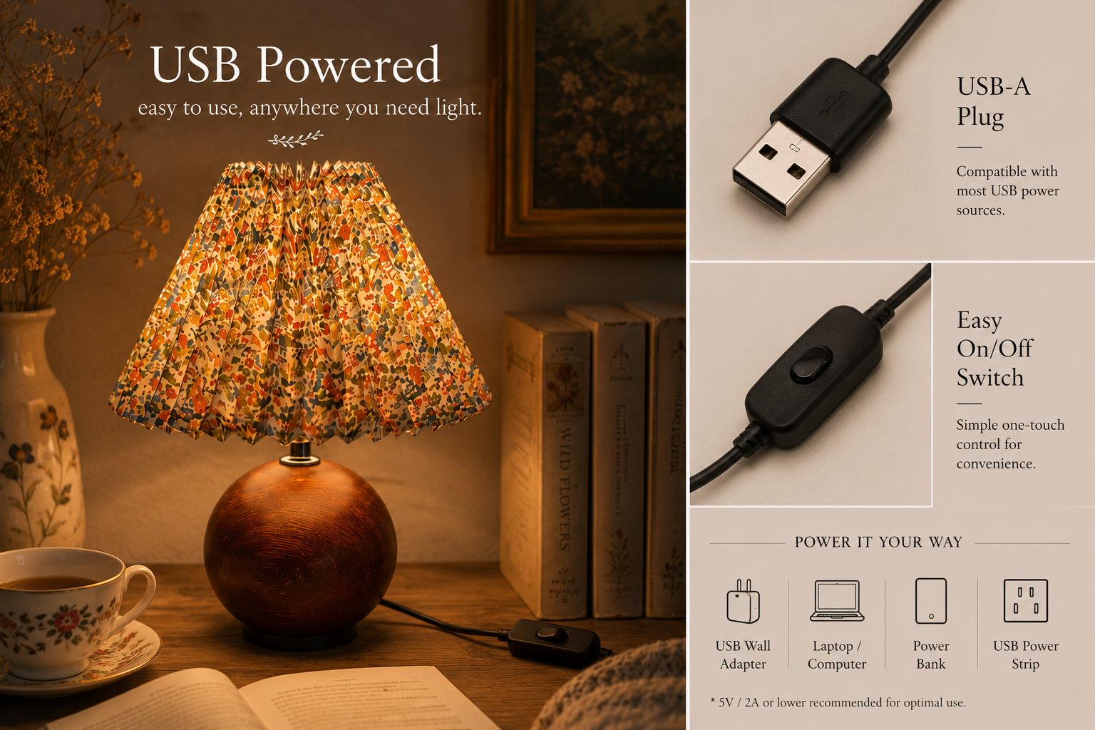 Veil & Ember™ Wildflower Pleated Lamp