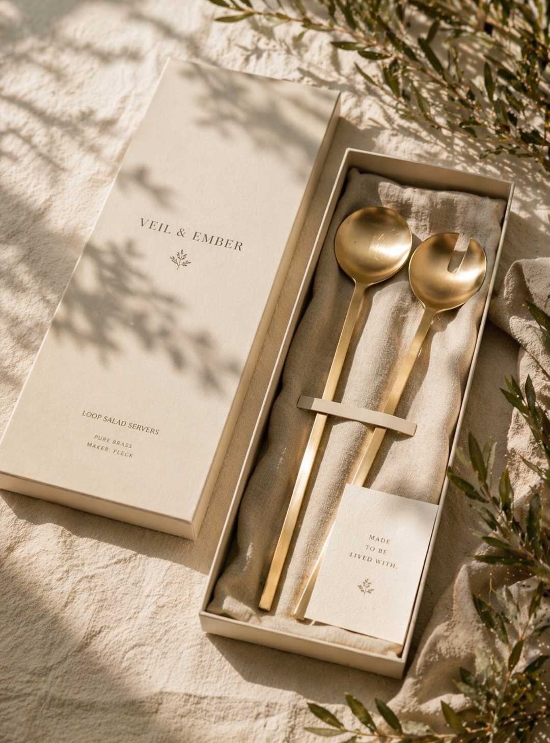Brass Loop Salad Serving Set